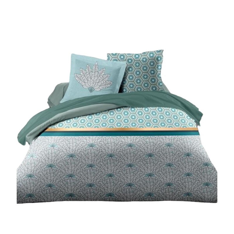 Set di copripiumino HOME LINGE PASSION Bianco Verde Verde Smeraldo Letto matrimoniale 240 x 260 cm