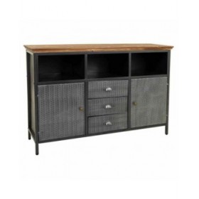 Credenza Alexandra House Living Marrone Grigio Legno Metallo 36 x 82 x 121 cm
