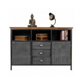 Credenza Alexandra House Living Marrone Grigio Legno Metallo 36 x 82 x 121 cm