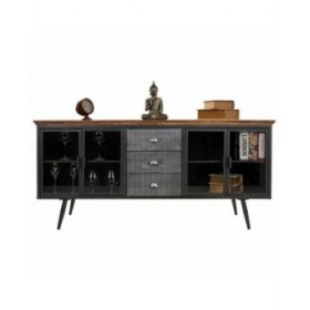 Credenza Alexandra House Living Marrone Grigio Legno Metallo 42 x 74 x 164 cm