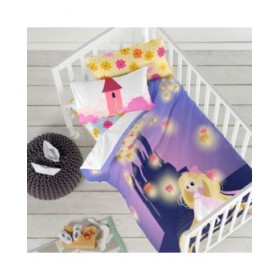 Lenzuolo con angoli HappyFriday MR FOX Azzurro Multicolore 60 x 120 x 14 cm Fiori