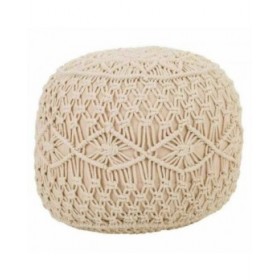 Puff Alexandra House Living Crema Bambù Spugna Legno MDF 50 x 30 x 50 cm