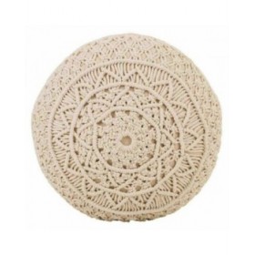 Puff Alexandra House Living Crema Bambù Spugna Legno MDF 50 x 30 x 50 cm