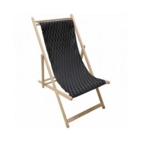 Lettino Jardin Prive Nero Geometrico 132 x 55 x 35 cm legno di faggio