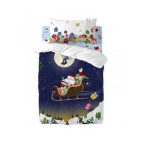 Lenzuolo con angoli HappyFriday XMAS Azzurro Multicolore 60 x 120 x 14 cm