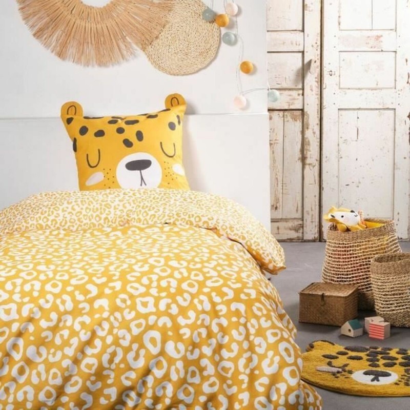 Set di copripiumino TODAY Giallo Jaune 140 x 200 cm Leopardo