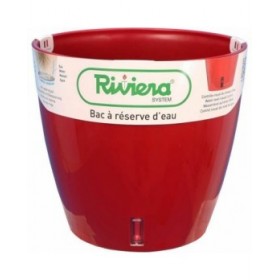 Vaso Autoirrigante Riviera Con riserva d'acqua Rosso polipropilene Rotondo Ø 36 x 33 cm