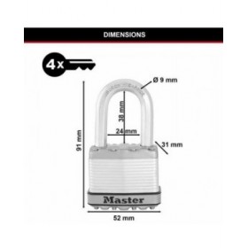 Lucchetto con chiave Master Lock (3 Unità)