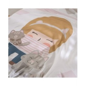 Set di copripiumino HappyFriday Happynois Kitty Multicolore Singolo 2 Pezzi
