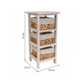 Comodino Alexandra House Living Bianco 25 x 57 x 25 cm