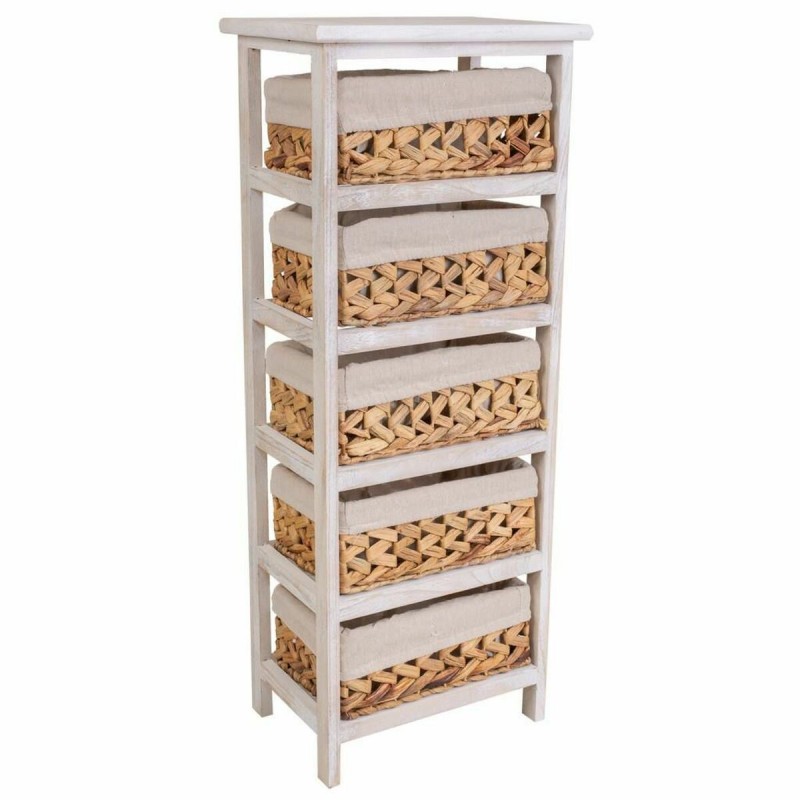 Cassettiera Alexandra House Living Bianco Stoffa Giacinto d'acqua Legno di paulownia 25 x 88 x 35 cm
