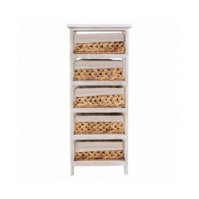 Cassettiera Alexandra House Living Bianco Stoffa Giacinto d'acqua Legno di paulownia 25 x 88 x 35 cm