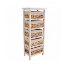 Cassettiera Alexandra House Living Bianco Stoffa Giacinto d'acqua Legno di paulownia 25 x 88 x 35 cm