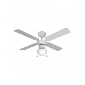 Ventilatore da Soffitto con Luce EDM 33800 Caribe Bianco 50 W