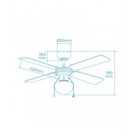 Ventilatore da Soffitto con Luce EDM 33800 Caribe Bianco 50 W