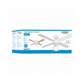 Ventilatore da Soffitto con Luce EDM 33800 Caribe Bianco 50 W