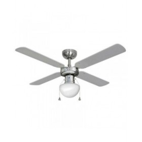 Ventilatore da Soffitto con Luce EDM 33801 Caribe Argentato 50 W