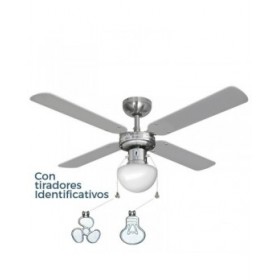 Ventilatore da Soffitto con Luce EDM 33801 Caribe Argentato 50 W