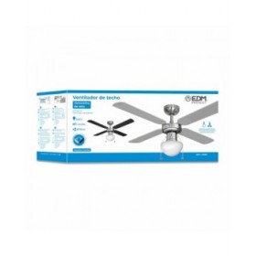 Ventilatore da Soffitto con Luce EDM 33801 Caribe Argentato 50 W