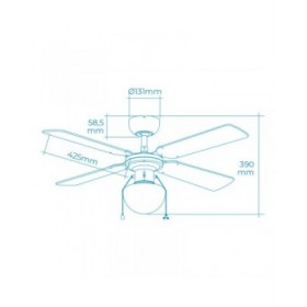 Ventilatore da Soffitto con Luce EDM 33801 Caribe Argentato 50 W
