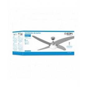 Ventilatore da Soffitto con Luce EDM 33807 Caspio Argentato 60 W