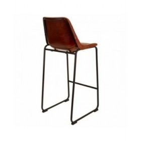 Sgabello Alexandra House Living Marrone Nero Pelle Ferro 50 x 106 x 46 cm