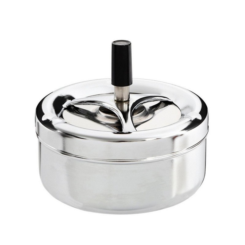 Posacenere Excellent Houseware Con coperchio Girevole Argentato Multicolore in metallo Acciaio inossidabile Ø 9,5 cm