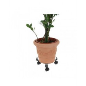 Supporto con Ruote per Vasi Regolabile Grigio Metallo (30 cm)