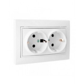 Base della spina Solera Europa erp60/2u Doppia Otturatore Bianco Incassato 250 V 16 A