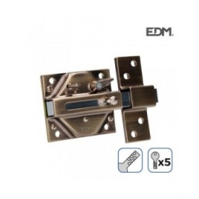 Chiavistello di sicurezza EDM 85187 Bronce Acciaio 73 x 136 mm