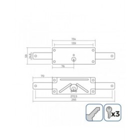 Serratura EDM 85260 Acciaio 154 x 59 mm Persiana Insaccare
