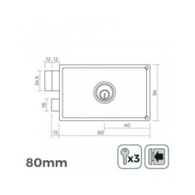 Serratura EDM 85265 Acciaio 80 x 94 mm Sovrapporre