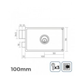 Serratura EDM 85266 Acciaio 100 x 94 mm Sovrapporre