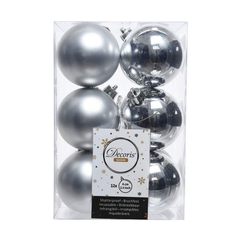 Palle di Natale Decoris Argentato Argento Plastica 12 Unità