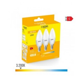 Confezione da 3 lampadine LED EDM 98204 G 35 W 5 W 50 W E14 400 lm Ø 3,6 x 10 cm (3200 K)