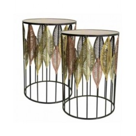 Set di 2 tavoli Alexandra House Living Dorato Ferro 47 x 72 x 47 cm