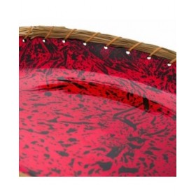 Centrotavola Alexandra House Living Nero Rosso Argentato Ceramica 32 x 6 x 32 cm