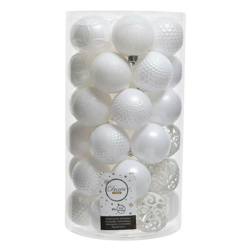 Palle di Natale Decoris Bianco Plastica