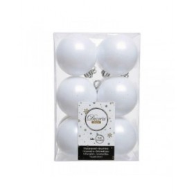 Palle di Natale Decoris Bianco Plastica 12 Unità