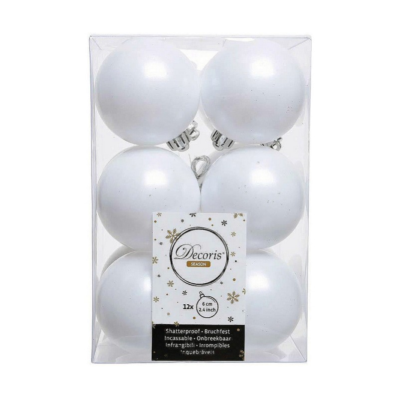 Palle di Natale Decoris Bianco Plastica 12 Unità