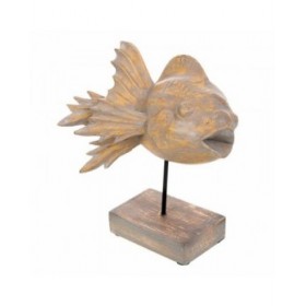 Statua Decorativa Alexandra House Living Grigio Marrone scuro Legno Ferro Pesce 31 x 24 x 30 cm