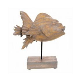 Statua Decorativa Alexandra House Living Grigio Marrone scuro Legno Ferro Pesce 31 x 24 x 30 cm