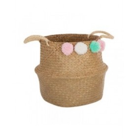 Cestino Multiuso Atmosphera Per bambini vimini Pompon (34 x 28 x 34 cm)