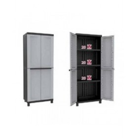 Armadio guardaroba Terry Nero/Grigio Resina Plastica 68 X 39 X 170 CM