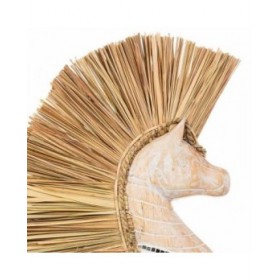 Statua Decorativa Alexandra House Living Nero Naturale Legno Vetro Alghe marine Cavallo 52 x 10 x 30 cm