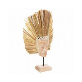 Statua Decorativa Alexandra House Living Naturale Legno Vetro Alghe marine Maschera 53 x 13 x 30 cm