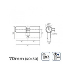 Cilindro EDM 85178 r13 nichel Leva corta Europeo
