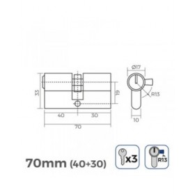 Cilindro EDM 85184 r13 Dorato Ottone Leva corta Europeo