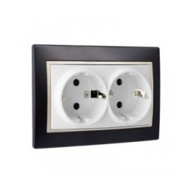 Base della spina Solera Europa erp60/2nu Bipolare Doppia Nero Incassato 250 V 16 A