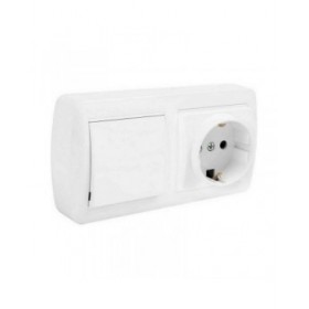 Base della spina Solera mur96u Doppia Bipolare Interruttore/Commutatore Otturatore Bianco Superficie 250 V 16 A